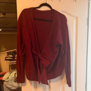 Vineyard Vines Deep Red Cardigan with Bow Accent